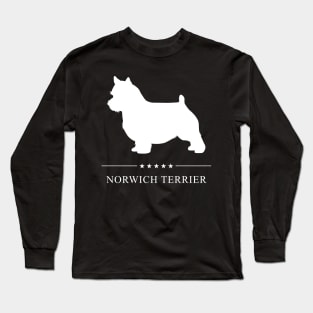 Norwich Terrier Dog White Silhouette Long Sleeve T-Shirt